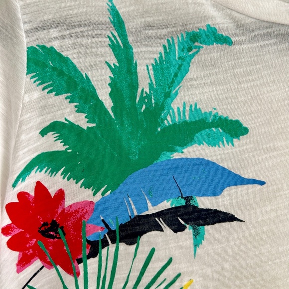 Banana Republic Factory Tropical Graphic Short Sleeve Tee White Cotton Size XS - Picture 4 of 10